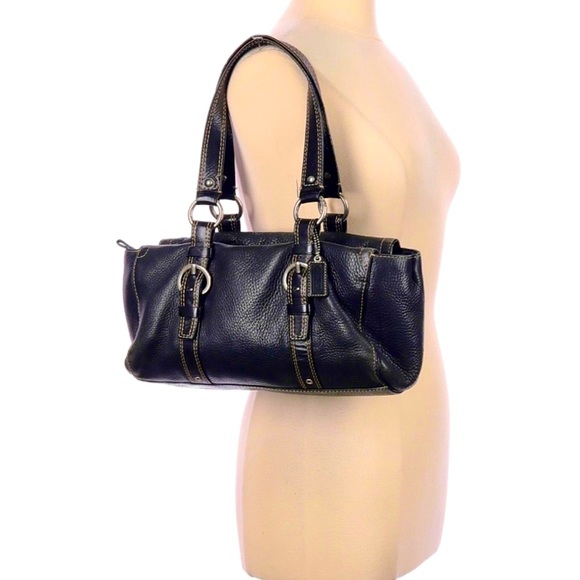 COACH Vintage Black Pebble Leather Shoulder Bag BEAUTIFUL CONDITION! - Picture 3 of 7